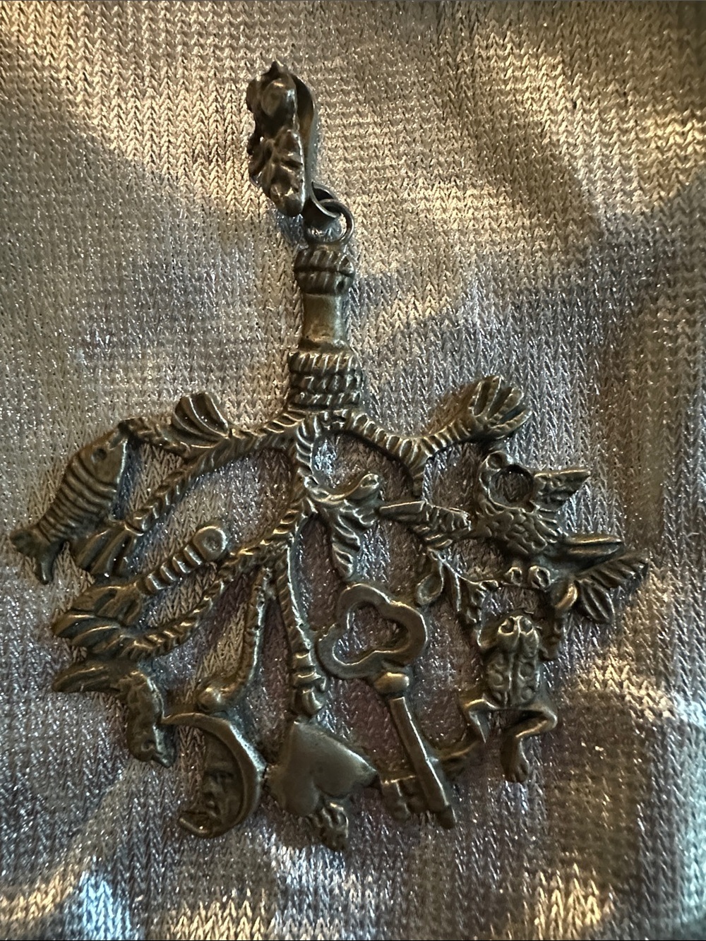 Ornate Sterling Silver Charm Pendant Necklace
